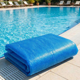 Garvee 16 Mil Solar Pool Cover 16x24 FT Rectangle PE Bubble Pool Cover for In Ground and Above Ground Pools Hot Tub Blue - Blue