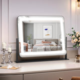 Garvee 19.6 in x 15.7 in Vanity Mirror with Lights, LED Makeup Mirror with 3-Color Dimmable Modes, Smart Touch Control, White, Desk or Bedroom - Black