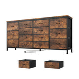 Garvee Mobile Porta TV 63" Fabric With 14 Drawers Power Sockets Spacious Storage Durable Design Bedroom Entertainment Center