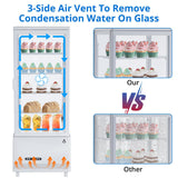 Garvee Commercial Display Refrigerator Efficient Cooling Automatic Defrost Digital Temperature Control Adjustable Shelves Compact Countertop Design - White