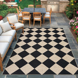 Garvee Modern Checkered Area Rug 8x10 Washable Easy Jute Rug Non Slip, Thin Foldable Printed Mats, Low Pile Non Shedding Floor Covering, Indoor Outdoor Carpet for Living Room Patio