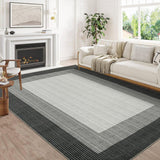 Garvee Area Rugs 10x13 Living Room Rug Modern Bordered Machine Washable Carpet Soft Non Slip Stain Resistant Grey - Grey Border