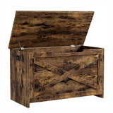 Garvee 30 In Storage Chest Wooden Storage Bench With Safety Hinge Large Shoe Bench For Entryway Living Room Bedroom - Retro Brown