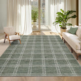 Garvee Checkered 10x13 Rugs Washable Indoor Soft Non Slip Area Rug for Living Room Bedroom Nursery Green - Plaid|Green