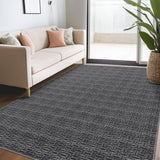 Garvee Modern Rug 9x12 Large Washable Rug Solid Woven Printed Rug Soft Indoor Living Room Rug Contemporary Non Slip Non-Shedding Carpet Low Pile Foldable Throw Rugs for Bedroom Dorm Home Office Black