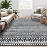 Garvee 8x10 Washable Area Rug Large Living Room Rug Indoor Non-Slip Boho Rug Stain Resistant Geeometric Bedroom Rug Dining Room Accent Rug Moroccan Throw Floor Carpet for Home Office, Black - Black