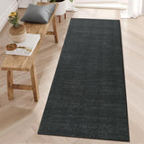 Garvee Rug Runners for Hallways Non Slip, Machine Washable Area Rugs 2x6 Modern Abstract Carpet Low Pile Stain Resistant Solid Mats for Living Room Bathroom Entryway ‎Laundry Room Kitchen, Black