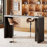 Garvee Bar Table for 4-6 People with Extra Thickened Tabletop, 55” Long Counter Height Pub, Gray and Brown, Modern Rectangular Home Bar for Kitchen, Dining Room, Balcony - Gray+Brown