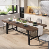 Garvee 63-83" Extendable Dining Table Industrial Rectangular Dining Room Table Rustic Brown Heavy Duty Metal Frame for Kitchen & Parties - Rustic Brown