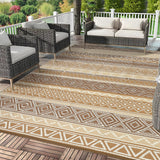 Garvee Waterproof Outdoor Rug 10x14 Reversible Plastic Straw Patio Mat UV-Resistant Hypoallergenic Soft with Carry Bag for Camping Picnic - Brown/Tan