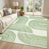 Garvee Abstract 9x12 Area Rugs Soft Washable Non Slip Ultra Thin Modern Large Dining Room Carpet Green - Green