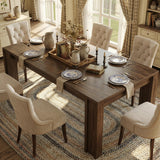 Garvee 71" Long Dining Table for 6-8 with Wide H-Legs & Thick Top, Farmhouse Rectangular Wood Kitchen Table, Walnut, Sturdy Wood Strip Frame, Dining Room Table - Walnut