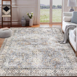 Garvee Area Rugs 8x10 Washable Vintage Boho Tribal Living Room Nursery Bedroom Blue - Blue