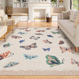 Garvee Area Rug 6x9, No Slip Washable Butterfly Pattern, Low-Pile, Under Bed Carpet for Living Room Bedroom Dining Room, Apricot
