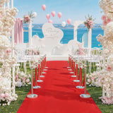 Garvee 4Pcs Stainless Steel Stanchion Posts with 5ft Red Velvet Ropes for Wedding Party Theater - Durable Rust-Resistant, Flexible Queue Control, 26ft Red Carpet Included - Silver