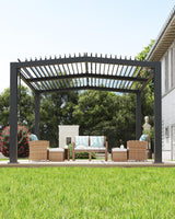 Garvee Louvered Pergola 11 ft x 13 ft Outdoor Adjustable Roof Gray Aluminum Frame Patio Deck Gazebo
