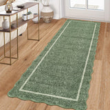 Garvee Scalloped Washable Runner Rug 2x6 Non Slip Kitchen Bathroom Rug Greyish Green - Greyish Green