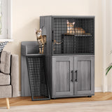 Garvee Modern Villa Cat Litter Box Enclosure + Hidden Furniture + Double Layer + MDF & Iron + Ladder & Ventilation + Indoor Use - Grey
