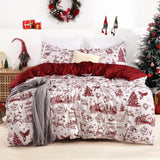 Garvee Christmas Duvet Cover Queen Size - Soft Microfiber Christmas Bedding Set, Festive Holiday Decor, 90x90, Multicolor - Red