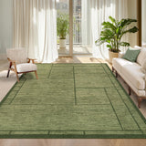 Garvee Washable Indoor Modern 5x7 Area Rug Green Geometric Patchworked Living Room Bedroom Rugs Soft Non Slip Non Shedding Large Minimalist Throw Carpet