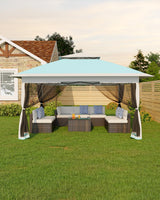 Garvee Canopy Tent 13x13 ft Pop Up Gazebo with Mosquito Netting for Backyard Parties, BBQs, Lake Blue - Lake Blue