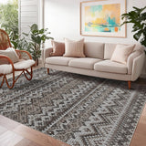 Garvee Living Room Rug 5x7 Bohemian Indoor Washable Area Rug Brown Non-Slip Low Pile Carpet for Bedroom Dining Room Office Nursery - Brown