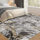 Garvee Area Rug 5x7 Machine Washable Rug for Living Room, Non-Slip Soft Floor Carpet, Low Pile Modern Abstract Rug, Foldable Rug for Bedroom, Dining Room, Kitchen, Gray