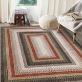 Garvee Bordered Crimson/Earthy 9x12 Braided Rug Washable Living Room Rug Modern Braid Printed Large Bedroom Rug with Rubber Backing Farmhouse Accent Large Carpet for Dining Room Home Decor Office