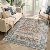 Garvee 5x7 Washable Vintage Faux Wool Area Rug Non-Slip Brown for Home Decor Entryway Bedroom Living Room Office Kitchen