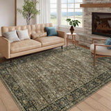 Garvee Washable Area Rugs Floral 5x7 Taupe Non Slip Low Pile Lightweight Stain Resistant for Living Room Bedroom Kitchen Dining Room - Floral/Taupe