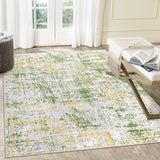 Garvee Area Rug 9x12 Abstract Contemporary Area Rugs Non Slip Washable Rug Ultra Soft Rug Colorful Overdyed Mat Low Pile Thin Rug Stain Resistant Distressed Rugs for Living Room Bedroom, Green Multi