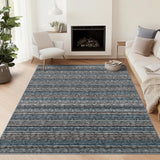 Garvee Striped Washable Rugs for Living Room 5x7 Stain Resistant Area Rug for Bedroom Large Soft Floor Carpet Non Slip Modern Transitional Rug for Dining Room Laundry Kid Room, Blue