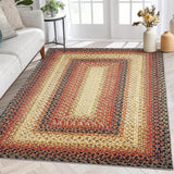 Garvee Bordered Red Multi 3x5 Washable Non Slip Braided Printed Bohemian Rug Living Room Bedroom Dining
