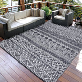Garvee Outdoor Rug 9x18 Waterproof Reversible Patio Mat, UV-Resistant, Soft Underfoot, Plastic Straw, Portable for Camping & RV - Gray + White