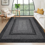 Garvee Bordered Black 6x9 Area Rug for Living Room,Vintage Area Rug for Bedroom Indoor Braided Printed Large Rug Soft Non Shedding Stain Carpet for Dining Room