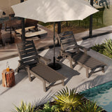 Garvee 5-Position Chaise Lounge Outdoor, Oversized Patio Lounge Chair with Cup Holder, HDPE Resin, Poolside, 77.8" x 23.6" x 12.5", Grey - Grey