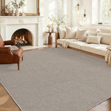 Garvee Modern Solid Washable Rug 8x10 Taupe Ultra-Thin Non Slip Non-Shedding Indoor Floor Cover for Living Room Bedroom Office Dining Room - Taupe
