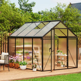 Garvee 6x8 ft Polycarbonate Greenhouse with Aluminum Frame, Lockable Door, Adjustable Roof Vent for Backyard Garden, Black, Durable Outdoor Greenhouse - Black