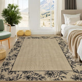 Garvee 10x13 Living Room Rugs Bordered Modern Non Slip Bedroom Rug with Leaf Print, Extra Large, Brown Black - Brown Black