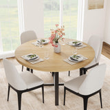 Garvee 47" Round Dining Table Industrial Wooden Kitchen Table Sturdy Metal Frame Rustic Brown 47 Inch Circle Kitchen Table - Wood Color