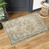 Garvee Vintage Rug 2x3 Washable Rug Floral Print Distressed Low Pile Non-Slip Indoor Door Mat, Tribal Accent Thin Rug for Living Room Bedroom Nursery Antique - Antique