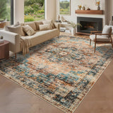 Garvee 9x12 Washable Vintage Living Room Area Rug Non-Slip Green & Brown