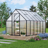 Garvee 8x10 FT Outdoor Greenhouse Heavy Duty Aluminum Frame Polycarbonate Kit with Roof Vent for Backyard Garden Yard Black