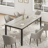 Garvee 78.7" Large Rectangle Dining Table for 6-8 People, Kitchen Table with Sturdy Metal Legs, Modern Industrial Dinner Table for Living Room, Office, Grey