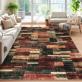 Garvee Washable Area Rug 9x12 Red Geometric Modern Living Room Bedroom Non Slip Soft Low Pile Stain Resistant Carpet