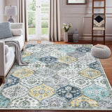 Garvee 10x13 Area Rug Extra Large Rug Moroccan Trellis Machine Washable Rug for Living Room Vintage Medallion Distressed Accent Rug Stain Resistant Non-Slip Floor Cover Carpet Rug, Blue/Yellow