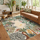 Garvee Area Rugs 8x10 Jungle Animal Washable Soft Non Slip Backing Rug for Living Room Bedroom Dining Room Playroom Nursery Home Decor - Beige