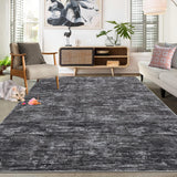 Garvee Solid Dark Grey 10x13 Washable Rug for Living Room Modern Abstract Area Rug Non-Slip Large Contemporary Bedroom Rug Stain Resistant Aesthetic Accent Floor Carpet Foldable Solid Rug for Home Office