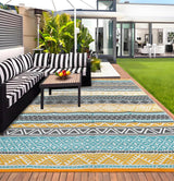 Garvee Outdoor Rug 10 ft x 20 ft Waterproof Reversible Plastic Straw Rug for Patio, RV, Camper, Deck, Balcony, Porch, Beach, Picnic, Yellow & Gray - Yellow & Gray