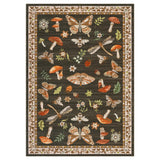 Washable Area Rug 5x7ft, Brown Mushroom and Insect Pattern, 100% Polyester Low Pile Carpet with Non Slip TPR Backing, 350gsm Foldable Floor Covering for Living Room Bedroom Dining Room Dorm Office, Stain Resistant Machine Washable Home Decor, Garvee - Brown